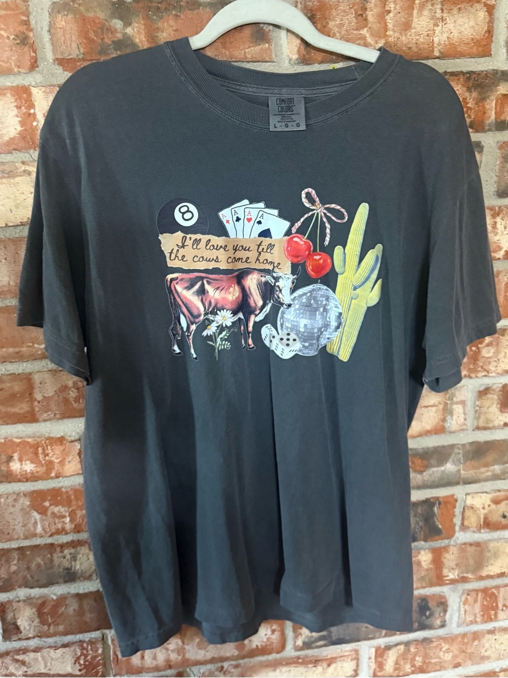Comfort Colors Pepper Graphic Short Sleeve Tee with Cow & Cactus